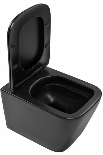 Set vas WC suspendabil rimless Rea Raul şi capac soft close negru mat
